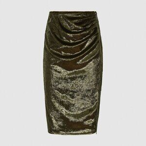 Reiss Leena Metallic Velvet Skirt Green *NWT* Size 4